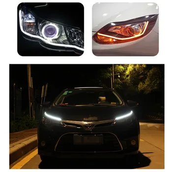 2X Auto 30/45/60 cm Elastīga auto plūst DRL Sākot kļūst Angel eye white amber LED dienas gaitas lukturi sloksnes led priekšējie lukturi