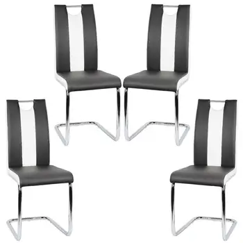 2X Mūsdienu Stils Priekšgala Ēdamistabas Krēsls Augstas kvalitātes Sintētiskās Ādas Krēsli Vienu Caurumu Atzveltni Elegants Mājas Mēbeles, Krēslu HWC