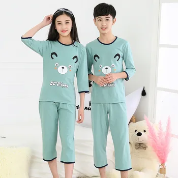 3-16y Kids Sleepwear Drēbes Lielo Zēnu un Meiteņu Pidžamas Komplekti Karikatūra Pusi Piedurknēm Kokvilnas Pidžamas Tīņi Naktsveļu Drēbes Pijamas Uzvalks