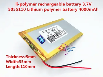 3.7 V litija polimēru baterija 4000 mah liela kapacitāte PDA tablet PC MID 5055110