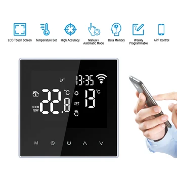 3.A/16A WiFi Smart Termostats Elektriskā Grīdas Apkures/Ūdens / Gāzes Katla Temperatūras Tālvadības pults, LCD Displejs, Touch Screen