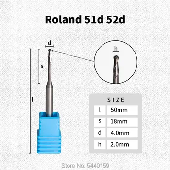 3 gabali, Rolands dwx 50/51/52 DLC/dimanta pārklājumu frēzēšanas burs zobu cad cam frēzēšanas burs 0.6 mm/1,0 mm/2.0 mm