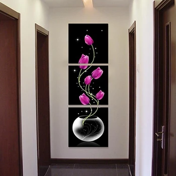 3-Gabals, Kas Rozā Tulpju Ziedu Sākuma Apdare Zīmēšanas Core Modes Stila Dzīvojamās Istabas Sienu, Māju Apdare