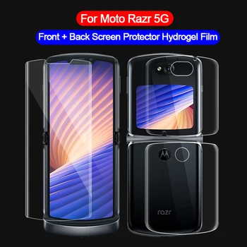 3 in 1 Mīksts Hidrogelu Filmu Par Motorola Moto Razr 5G 2020 HD Caurspīdīgu Priekšējo Atpakaļ Sreen Aizsargs Filma Par Moto Razr 5G
