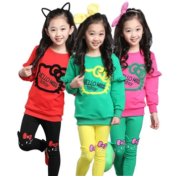 3 Krāsu Meiteņu Apģērbu Komplekti Pavasara Kokvilnas Jauki Tērps Meitene Krekls+Bikses Bērniem, Drēbes, kas Atbilstu Augstas kvalitātes 3-8 Gadus Apģērba Komplekts