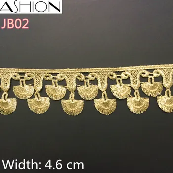 3 metri LP-JB02 Platums 46mm zelta Mežģīnes Auduma,DIY Apģērba Piederumi,Šūšanas Malu Apdari Kāzu Mežģīnes,Mežģīņu Materiāla