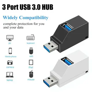 3 Portu USB Hub ātrgaitas Sadalītājs Plug and Play Autobusu Powered PC Klēpjdators, U Diska, atmiņas Kartes Lasītājs, kas ļauj Mobilo Tālruni Centrmezglu