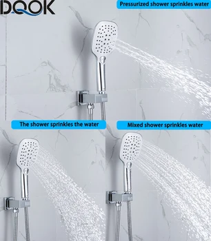 3 režīmi ABS plastmasas Vannas dušas galvas liels panelis kārta Chrome lietus galvu, Ūdens taupīšana, Vannas istabu Aksesuāri G1/2 lietus showerhead