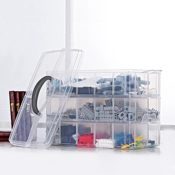 3 Slānim 30-Režģis, Caurspīdīgu Noņemams Glabāšanas Kaste Ar Vāku Portatīvo Plastmasas Lego Konteineru Rotaļu Sastāvdaļa Piederumi