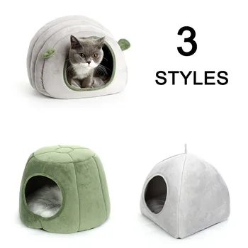 3 Stili Kaķis Gulta Ligzdu Pet Ziemas Saliekams Plīša Kaķis ir Mājas Iekštelpu Suņu Audzētava Mat Mazu Siltu Alu guļammaiss Produkti