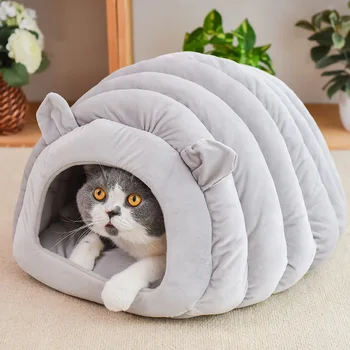 3 Stili Kaķis Gulta Ligzdu Pet Ziemas Saliekams Plīša Kaķis ir Mājas Iekštelpu Suņu Audzētava Mat Mazu Siltu Alu guļammaiss Produkti