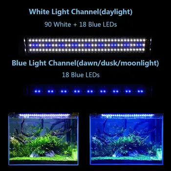 30-135cm Akvārija Gaismas LED Slim Zivju Tvertnes Ūdens Augu Aug Apgaismojums Spilgti Klipu Lampas Zivju Tvertnes Augu Augt LED Apgaismojums