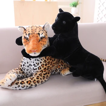 30-90cm Milzu Black Panther Leopard Plīša Rotaļlietu, Mīksto Pildījumu Dzīvnieku Spilvens Dzīvnieku Lelle Dzeltens, Balts Tīģeris Bērniem Rotaļlietas