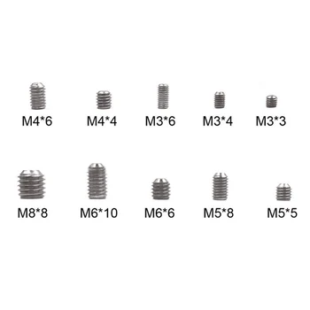 300PCS M3 M4 M5 M6 M8 304 Nerūsējošā Tērauda Galvas Ligzda Hex Grub Skrūvju Sortiments Komplekts