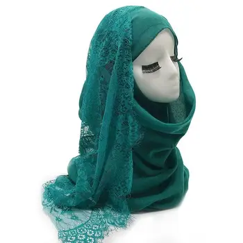 30colors Ilgi Dubultā Sānu Ziedu Mežģīņu Šalles Elegants Sieviešu Musulmaņu Hijab turku Wraps Vienkāršu Kokvilnas Maxi Muffler Šalle Turban