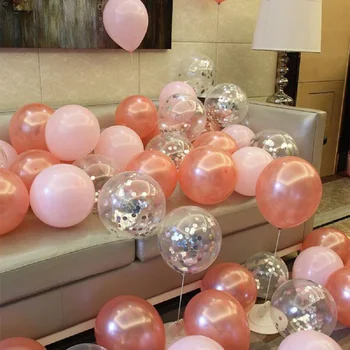 30pcs Rozā Rožu Zelts, Sudrabs baloniem, Konfeti Komplekts Lateksa Metāla Balonu Dzimšanas dienas svinības, Kāzu Jubilejas, Kāzu Dekorēšana