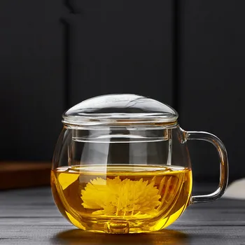 320ml tasi tējas krūzes Apaļa caurspīdīgu ziedu teacup tējas krūze ar infuser un vāku Tēja noteikti trīs-gabalu, Eiropas tipa