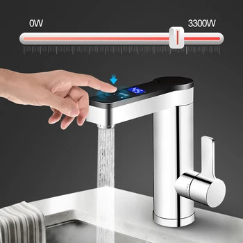 3300W Instant Elektr. Regulējams Jaucējkrāns Temperatūra Ūdens Sildītāja Touch Switch Virtuves Karstā Ūdens Apkures Pieskarieties LCD Displejs 220V