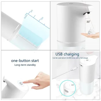 350ml Vannas Automātiskais Ziepju Dozators USB Uzlādes Infrasarkano Indukcijas Putu Virtuves Hand Sanitizer Touch Vannas istabas Piederumi