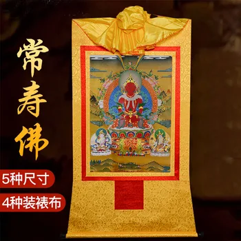 35cm Tibetas Budismu, Ilgmūžība Budas Statuja Thangka Ritiniet Drukāt