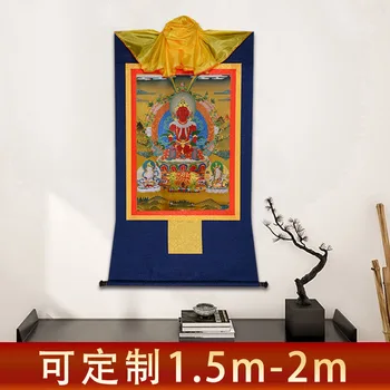 35cm Tibetas Budismu, Ilgmūžība Budas Statuja Thangka Ritiniet Drukāt