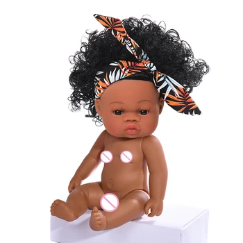 35cm Vasaras Āfrikas Atdzimis Bebe Lelle Waterprof Black Lelle Lifelik Atdzimis Bērnu Lelles Pilna Silikona Ķermeņa Melns Ādas Lelles Ķermeņa
