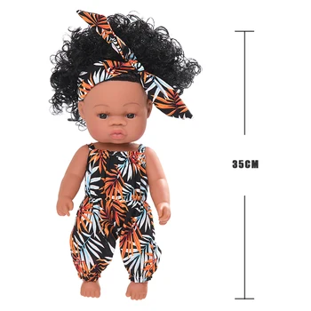 35cm Vasaras Āfrikas Atdzimis Bebe Lelle Waterprof Black Lelle Lifelik Atdzimis Bērnu Lelles Pilna Silikona Ķermeņa Melns Ādas Lelles Ķermeņa