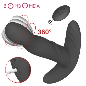 360 Grādu Rotējoša Anālais Plug Silikona Vibrators Vīriešu Prostatas Massager Butt Plug Anālo Atveri, Vibrējošo Seksa Rotaļlietu Vīriešiem G-Spot Stimulēt