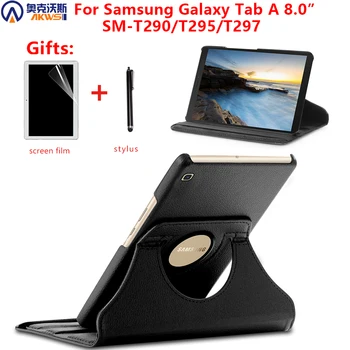 360 Grādu Rotējoša Case for Samsung Galaxy Tab 8.0 SM - T295 T290 T297 Stāvēt Vāciņu Galaxy Tab 8 2019 PU Ādas Būtiska