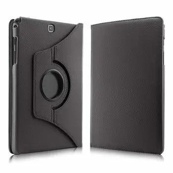 360 Grādu Rotējoša PU Leather Flip Cover Case For Samsung Galaxy Tab 9.7 SM-T550 T551 SM-T555 T550 TabA 9.7 Tablete Gadījumā, Stikls
