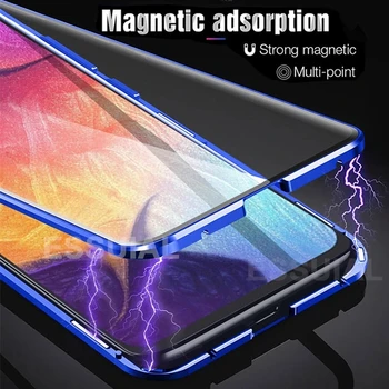 360 Magnētisko Adsorbcijas Metāla Case For Samsung Galaxy S20 FE S8 S9 S10 A51 A71 A50 A70 A50s A10 A30 A31 M31 Double-Sided Stikla