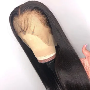 360 Mežģīnes Pieres Cilvēka Matu Parūkas Melnās Sievietes Brazīlijas Taisni šveices Remy Matu parūka iepriekš noplūkti ar bērnu matiem