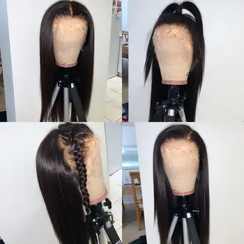 360 Mežģīnes Pieres Cilvēka Matu Parūkas Melnās Sievietes Brazīlijas Taisni šveices Remy Matu parūka iepriekš noplūkti ar bērnu matiem