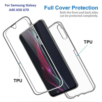 360 Pilna Ķermeņa Case for Samsung Galaxy A51 A71 A10 A20 A30 A40 A50 A70 M10 S8 S9 S10 S20 Ultra 5G Mīksto Skaidrs Slim Silikona Vāciņu