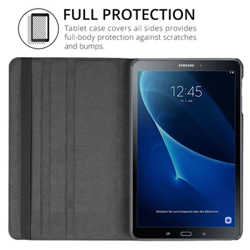 360 Rotējoša Case for Samsung Galaxy Tab 10.1 2019 T510 T515 2018 T580 T585 S6 Lite 10.4 P610 A7 T500 Tablete Būtiska Stāvēt Vāciņu