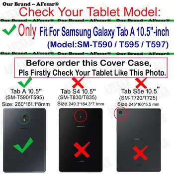 360 Rotējoša Segtu Folio Flip Stends PU Leather Case for Samsung Galaxy Tab A2 10.5 2018 T590 T595 SM-T590 SM-T595 Tablete Būtiska