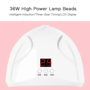 36W LED Nagu Lampu 7Color UV Lampas LCD Displejs Nail Gel, Fēns, Lampa USB Lādēšanas Auto Lampas Manikīra