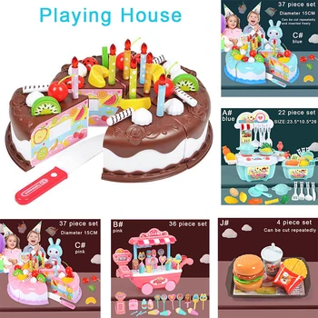 37pcs Protend Spēlēt Augļu Cuting Dzimšanas dienu Rotaļlieta DIY Virtuves Rotaļlietas Kūka Pārtikas zēni Meitenes Dāvanu Bērniem Izglītības Baby kids