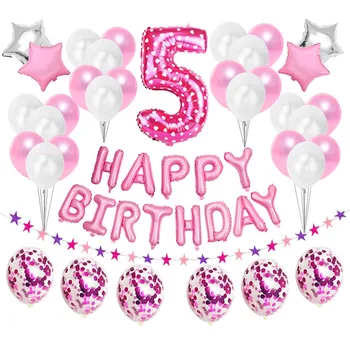 37pcs Skaits 5 Folija Baloni, 5 Gadi Happy Birthday Puse Rotājumi 5. Piektā Meitene, Zēns, es Esmu Piecus Piegādes Jubilejas