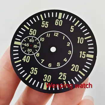 38.5 mm Black dial zaļās Gaismas kvalitāti Watch Dial Fit eta 6497 jūras kaiju st3600 puses likvidācijas kustību p843