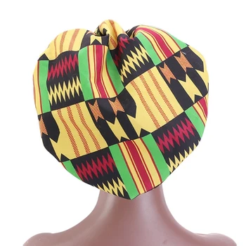 38cm Āfrikas Matu Caps Drukāt Satīna Pārsega Garo Lenti Aptīt Dubultā Slāņa Headwrap Modelis Sievietēm Segtu Lielu Izmēru Matu Klp