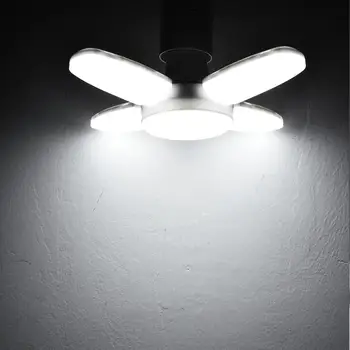 38W Mini LED Garāžas Gaismas Deformējami Ventilators Griestu Lampa E27 4 Panelis Rūpniecības Gaismas Noliktava, Darbnīca Locīšanas Lampas Spuldzes 85-265v