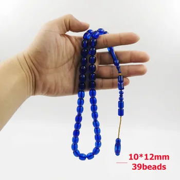 39beads Tasbih Zilā Sveķu Kuveita Misbaha lūgšanu Cilvēks Piederumi, Abrab rotaslietas Eid dāvanu Islāma Aproces