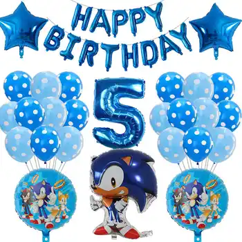 39pcs/daudz Sonic Ezis balonu Super Varonis Numuru Folijas gaisa Balons, Zēns, meitene, dzimšanas dienas dekorēšana, baloni, kid baby dušas globos