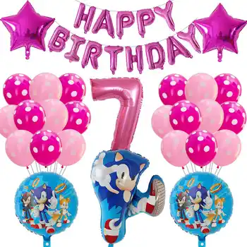 39pcs/daudz Sonic Ezis balonu Super Varonis Numuru Folijas gaisa Balons, Zēns, meitene, dzimšanas dienas dekorēšana, baloni, kid baby dušas globos