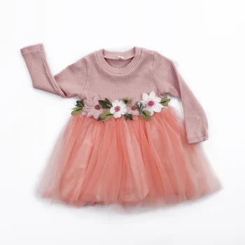 3Colors-1gb Baby Meitenes Saģērbt Cute Ziedu Dzimšanas dienas svinības Princese Grezna Balles Kleita 3M-3Y