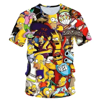 3D Anime T-kreklu apdruka vīriešu sieviešu Simpson Druka T kreklu Zēniem ikdienas Harajuku karikatūra smieklīgi T-krekls O-veida kakla īsām piedurknēm T-S-6XL