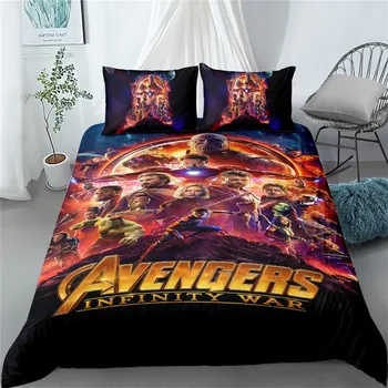 3d avengers chidren gultas komplekts karalis, karaliene dubultā pilnu dvīņu viena izmēra gultas veļas komplekts