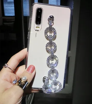 3D Bling Dimanta Rokassprādzi Ķēdes Kristāla Phone Gadījumā XiaoMi Redmi K30 5G K30 Pro Zoom, Ņemiet vērā, 8T S3 Mi 10 Pro, Ņemiet vērā, 10Pro Mi 9Lite