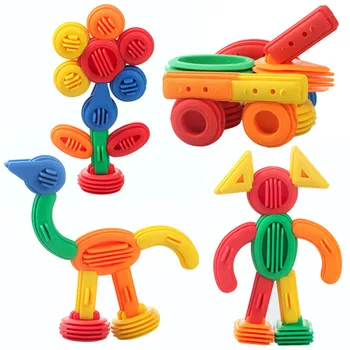 3D Būvniecības Rotaļlietas Bērnu DIY Bullet Dizaina Smieklīgi Ķieģeļi 50gab Bērniem Smieklīgi Plastmasas Celtniecības Bloki Izglītojošas Rotaļlietas Bērniem